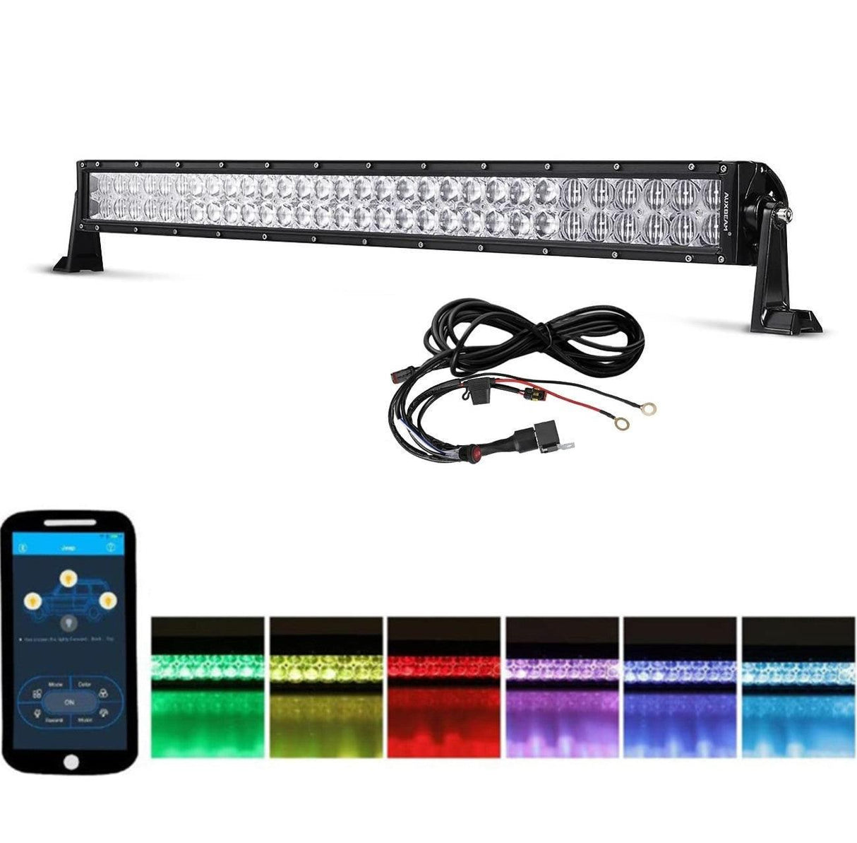 V-Series RGB Straight/Curved 5D lens Combo Beam Double Row LED Light Bar for Chevy Tahoe