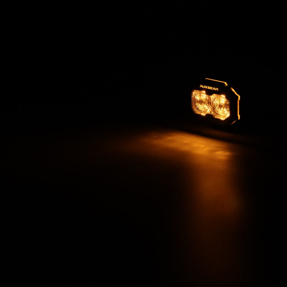 Auxbeam MASTER-T Series 3-Inch Flood Beam Off-Road Lights Amber Backlight