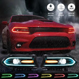 LED Headlight Assembly RGB Style Dual Beam Projector Black For 2015-2023 Dodge Charger 7th Gen(LD)