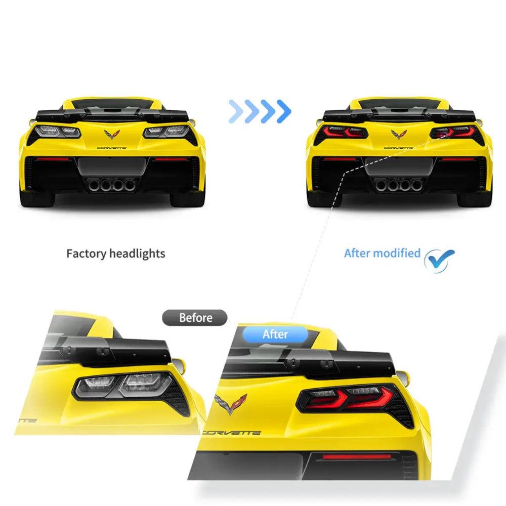 LED Tail Light Assembly With Sequential Turn Signal For 2014-2019 Chevorlet Corvette C7