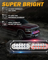 (4PSC/SET) 12LED Emergency Surface Mount Grill Strobe Light for Trucks Vehicles ATV RV Cars Van