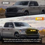 (3pcs/set)  LED Front Grille Lights Raptor Style Amber Light Fit for Dodge Ram 1500 2500 3500 (Amber shell/ Smoked shell）