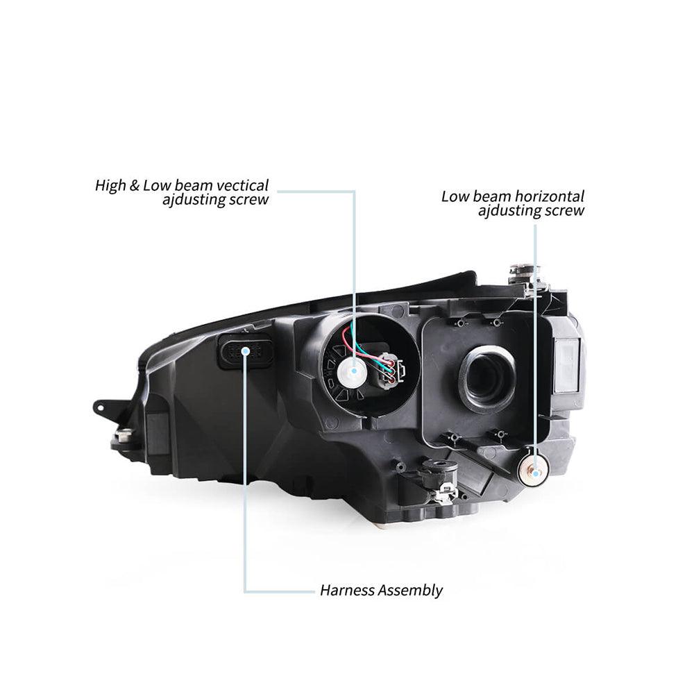 LED Headlight Assembly HID Dual Beam Projector Black For 2014-2017 Volkswagen Golf 7th Gen (Mk7, Typ 5G) Hatchback