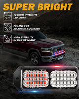 (4PSC/SET) 24LED Emergency Surface Mount Grill Strobe Light for Trucks Vehicles ATV RV Cars Van