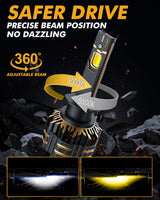 H1 LED Bulb Fog Lights 110W 25000LM GX Bi-Color Series High Power & Brightness Dual Color Switchback | 2 Bulbs
