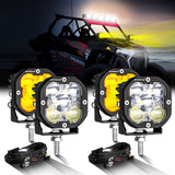 3 Inch 80W 9600LM LED Pods Lights White&Amber for ATV UTV SIDE BY SIDE 4X4