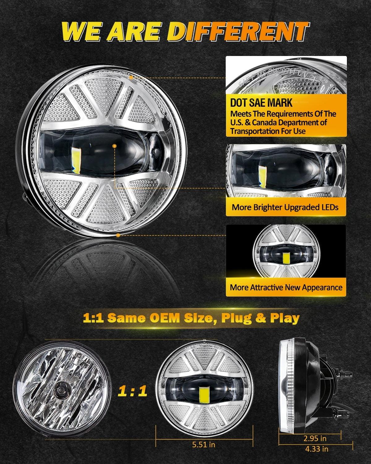 (2pcs/set) 48W LED Fog Lights DOT Approved For 2007-2013 GMC Sierra 1500 / 2007-2014 Sierra 2500HD 3500HD (Chrome)