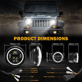 7 Inch LED Headlights + 4 Inch LED Fog Lights Set with Halo DRL Turn Signal High Low Beam for Jeep Wrangler JK JKU TJ LJ Rubicon Sahara Unlimited 1997-2018