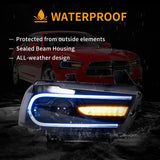 LED Headlight Assembly RGB Dual Beam Projector Black For 2011-2014 Dodge Charger(LD)