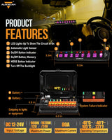 AS-800 RGB Slim Switch Panel with APP&Remote Control, Toggle/ Momentary/ Pulsed Mode Supported(One-Sided Outlet)