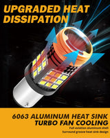 (2pcs/set) 🆕1157 BAY15D 1156 BA15S BAU15S  White Amber Red Canbus Error Free No Hyper Flash LED Turn Signal DRL Brake Light Tail Light Reversing Light Bulbs Fan Cooling