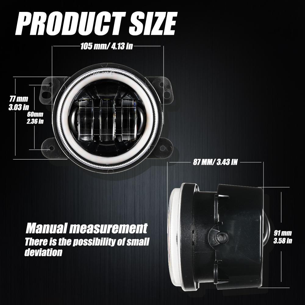 7" LED Headlight Replacement with Halo Ring + 4" LED Fog Light + Front Turn Signal & Fender Flares Side Marker Light for Jeep Wrangler JK