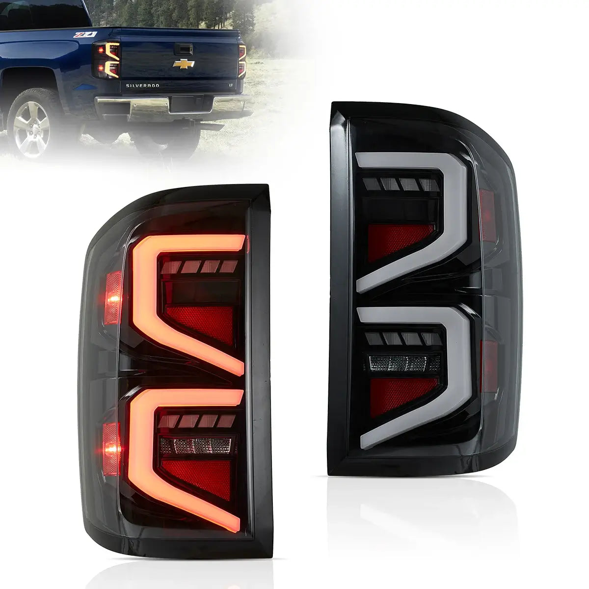 LED Tail Light Assembly With Dynamic Welcome Lighting For 2014-2018 Chevrolet Silverado