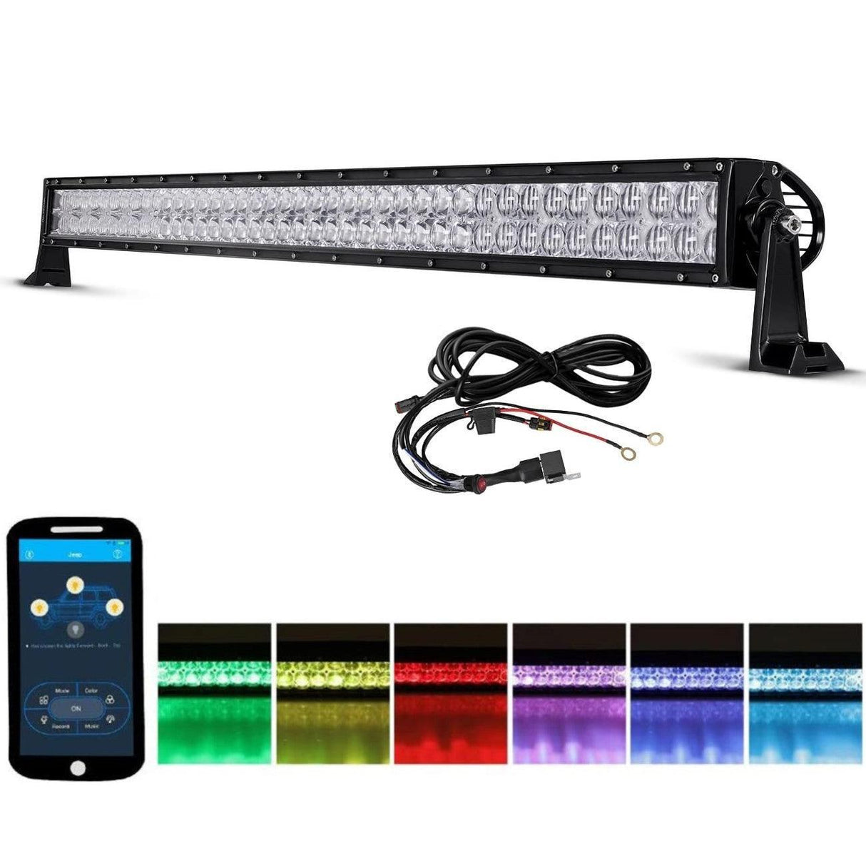 V-Series RGB Straight/Curved 5D lens Combo Beam Double Row LED Light Bar for Chevy Tahoe
