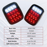 (2pcs/set) Universal Tail Lights 16LEDs for Jeep Wrangler YJ TJ CJ Truck Trailer Boat (Smoked)