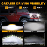 7 Inch LED Headlights + 4 Inch LED Fog Lights Set with Halo DRL Turn Signal High Low Beam for Jeep Wrangler JK JKU TJ LJ Rubicon Sahara Unlimited 1997-2018