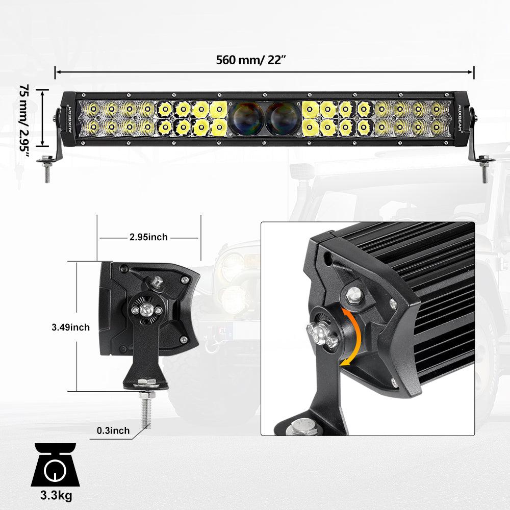 5 Inch 110W LED Driving Lights with Additional Amber Covers & 22 Inch 5D-PRO Series LED Light Bars Combo for CBR 1000rr Off Road Buggy, ATV, UTV, Truck
