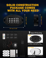 RGB LED Rock Lights Kit with Bluetooth APP & Wireless Remote Control, Multicolor Neon Underglow Lights with Brake Light Function for ATV UTV