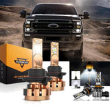 For 2005-2020 Ford F350 Super Duty F-16 Plus Series H13 Built-in Canbus Automotive Grade 14000LM LED Light Bulbs High Low Beam Bundle