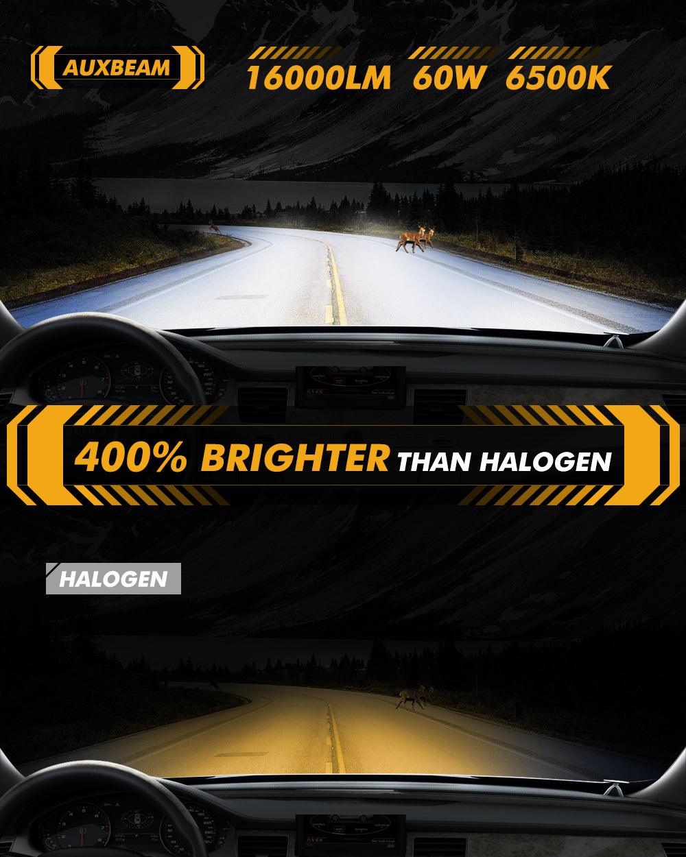 H11/H9/H8/H16JP LED Headlight Bulbs 60W 16000LM Q20-SE Series 1:1 OEM Factory Size 6500K Cool White | 2 Bulbs