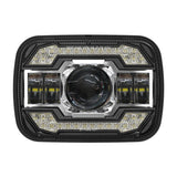 Starlight Flow Series 7x6 Inch Sealed Beam LED Headlights with Hi-Lo Beam & Amber Turn Signal White DRL for JEEP, Trucks, GMC, Chevrolet