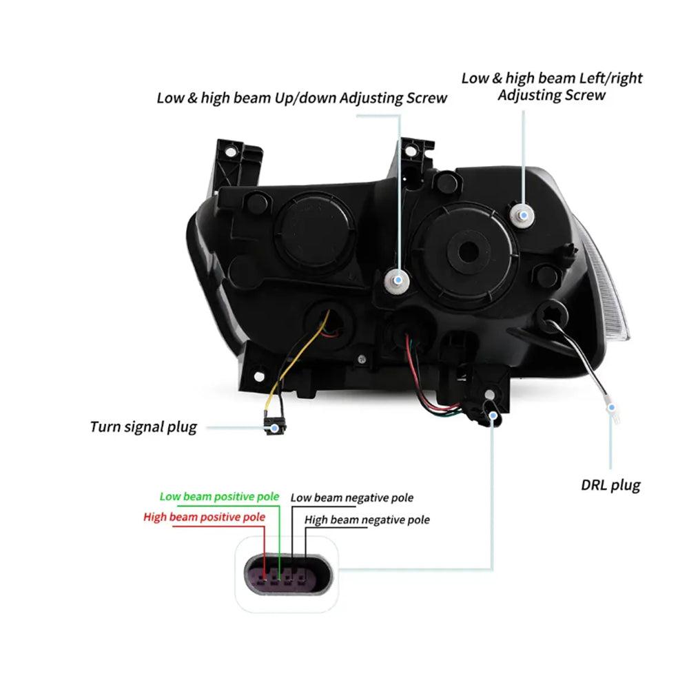 LED Headlight Assembly RGB Dual Beam Projector Black For 2011-2014 Dodge Charger(LD)