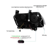LED Headlight Assembly RGB Dual Beam Projector Black For 2011-2014 Dodge Charger(LD)