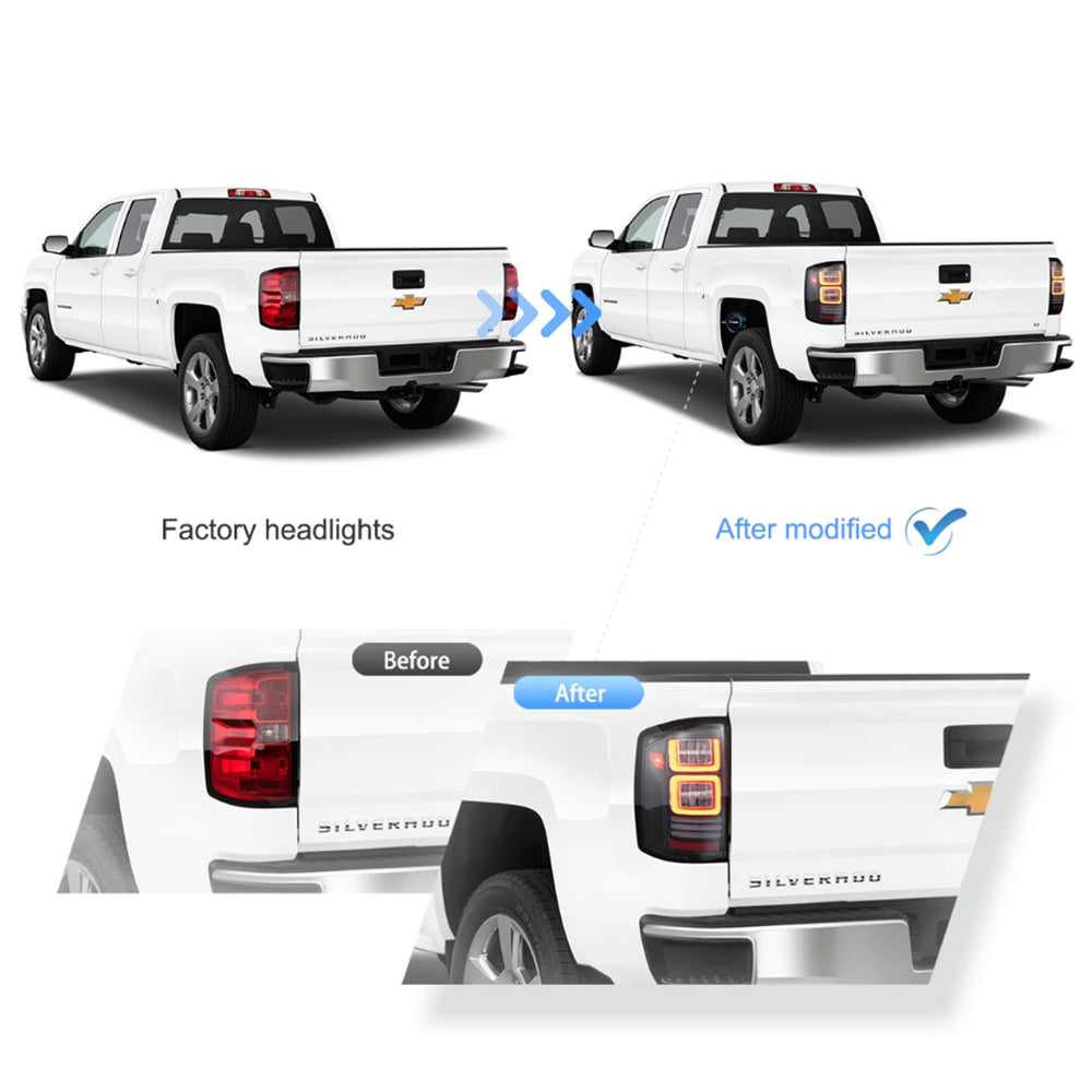 LED Tail Light Assembly With Dynamic Welcome Lighting For 2014-2018 Chevrolet Silverado