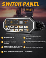 17 Inch Dual Visor Amber Strobe Light Bar 20 Flashing Patterns with Controller Switch Panel for Vehicles Trucks SUV ATV Car