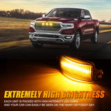 (3pcs/set)  LED Front Grille Lights Raptor Style Amber Light Fit for Dodge Ram 1500 2500 3500 (Amber shell/ Smoked shell）