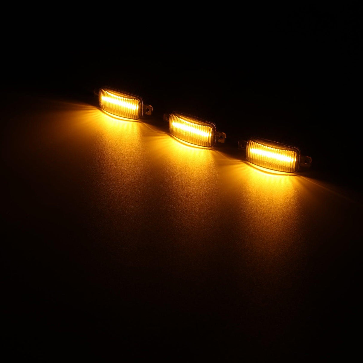 (3pcs/set)  LED Front Grille Lights Raptor Style Amber Light Fit for Ford F150 F250 F350 (Amber shell/ Smoked shell）
