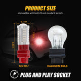 T25 3157 3156 LED Brake/Tail Light Bulbs 20W 4000LM Red 33LED Series | 2 Bulbs