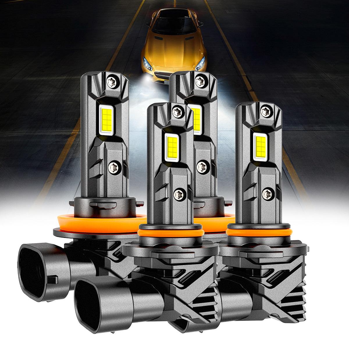🆕9005+H11 LED Headlight Bulbs/Fog Lights Q15 Series Fanless&Wireless 60W 18000LM 6500K Cool White | 4 Bulbs