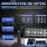 5D Series 50 Inch Combo Beam Dual Row Curved Off Road LED Light Bar