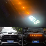 (4pcs/set) LED Front Hood Grille Lights Raptor Style Amber Light Fit for Pickup Truck Off-Road SUV (Amber Shell/ Smoked Shell)