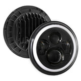 Upgraded 7 Inch Round LED Headlight with RGB Halo Ring for Jeep Wrangler JK TJ LJ