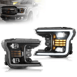LED Headlight Assembly Dual Beam Projector Black For 2018-2020 Ford F150 13th Gen