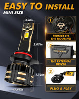 9012/HIR2 LED Headlight Bulbs 110W 25000LM GX Bi-Color Series High Power & Brightness Dual Color Switchback | 2 Bulbs
