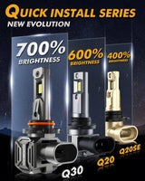9006/HB4 LED Headlight Bulbs Q30 Series Brightest Wireless 110W 24000LM 6500K Cool White | 2 Bulbs