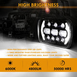 (2pcs/set) 130W 7x6 LED Headlight with DRL for Jeep Wrangler YJ XJ MJ/ Ford/ Savana/  Trucks (Black/Chrome)