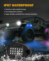 RGB LED Rock Lights Kit with Bluetooth APP & Wireless Remote Control, Multicolor Neon Underglow Lights with Brake Light Function for ATV UTV
