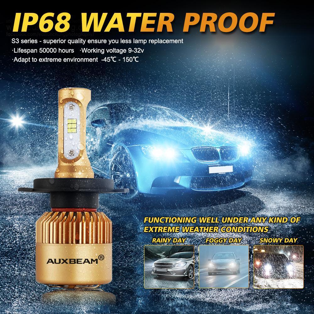 H4/9003 LED Headlight Bulbs 72W 10000LM S3 Series Fan Cooling 6500K Cool White | 2 Bulbs