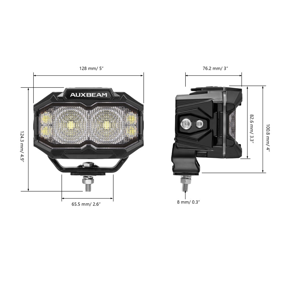 Auxbeam MASTER-T Series 5" Flood Beam Off-Road Lights Amber Backlight