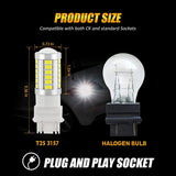 T25 3157 3156 LED Backup Reverse/Turn Signal/Brake Tail Light Bulbs 20W 4000LM 6500K White 33LED Series | 2 Bulbs