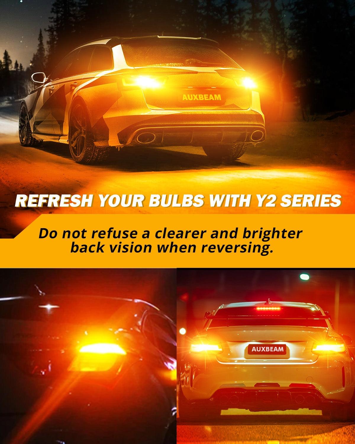 1157 BAY15D LED Turn Signal Light Rear/Front, Side Maker Light Bulbs 14W 6000LM CAN-Bus Error Free 3000K Amber Y2 Series | 2 Bulbs