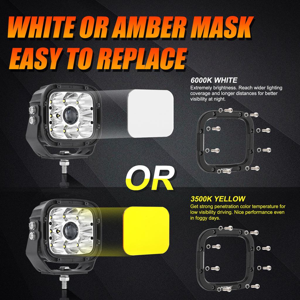 5 Inch 110W LED Driving Lights with Additional Amber Covers & 22 Inch 5D-PRO Series LED Light Bars Combo for CBR 1000rr Off Road Buggy, ATV, UTV, Truck