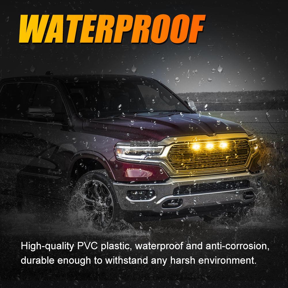 (3pcs/set)  LED Front Grille Lights Raptor Style Amber Light Fit for Dodge Ram 1500 2500 3500 (Amber shell/ Smoked shell）
