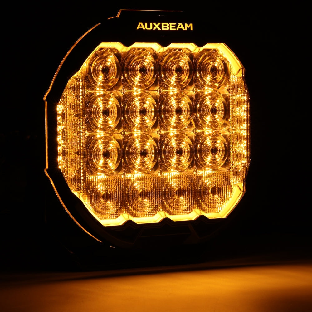 Auxbeam MASTER-T Series 9" Combo Beam Off-Road Lights Amber Backlight