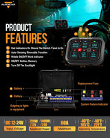 RGB Series 6/8/12 Gang LED Switch Panel,Off Road Light Controller