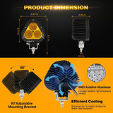 T4 Series | 4 Inch 90W Triangle Spot Amber LED Pods Lights